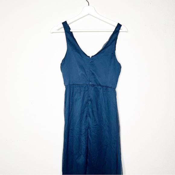 Anthropologie BHLDN Brigitte Chiffon Maxi Dress Gown Navy Blue - Picture 5 of 9